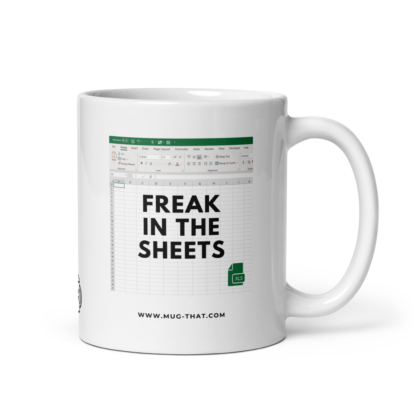 MUG THAT Kaffeetasse 325ml | „FREAK IN THE SHEETS“ | Lustige Tasse für Excel Experten | Lustiges Geschenk für Kollegen