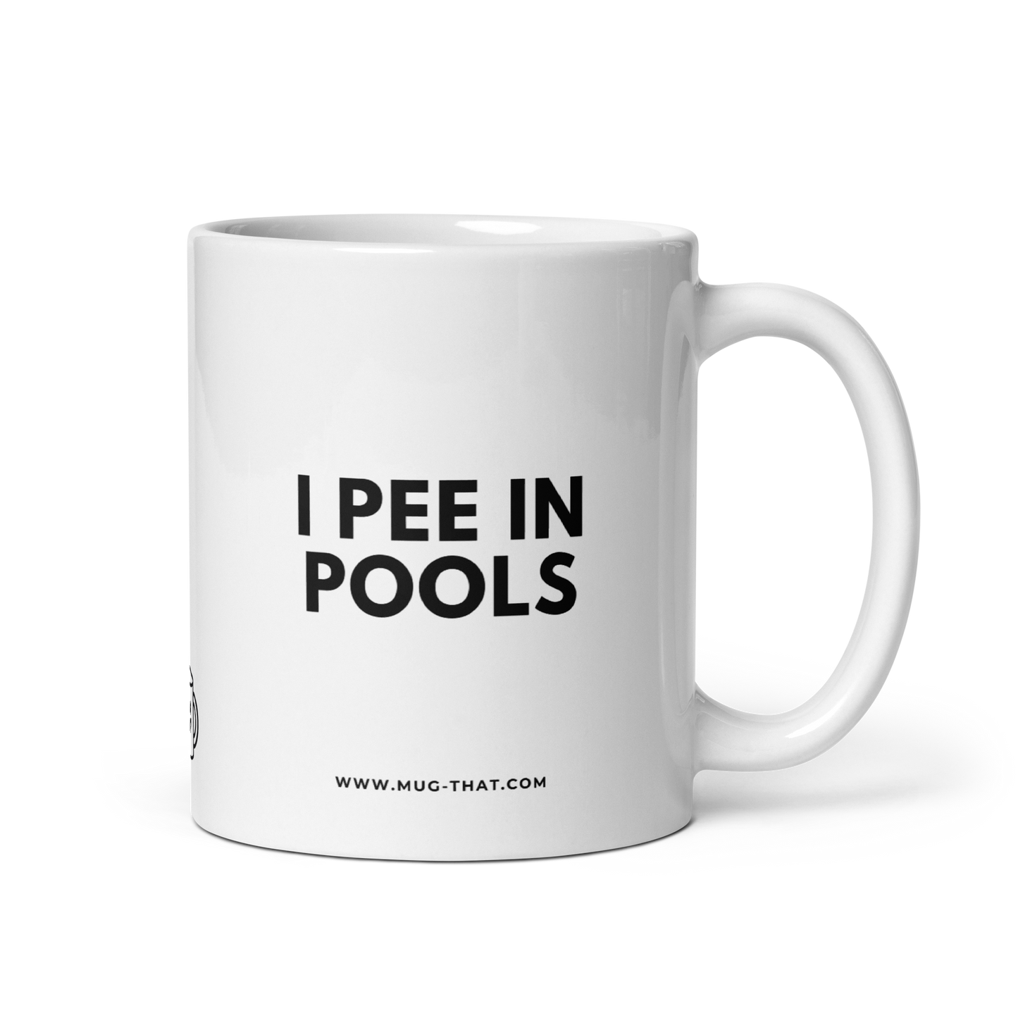 MUG THAT Kaffeetasse 325ml | „I PEE IN POOLS“ | Freche Spaß-Tasse | Lustiges Geschenk für Freunde