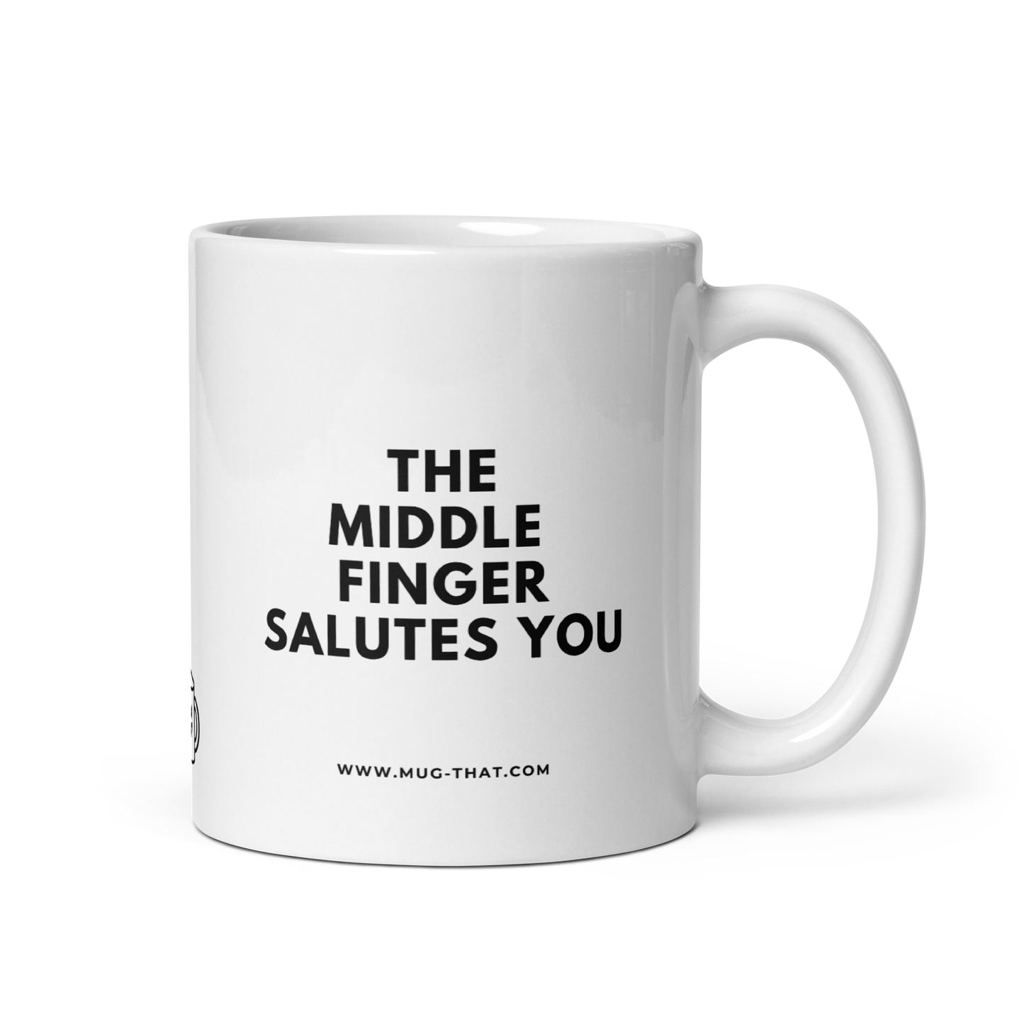 MUG THAT Kaffeetasse 325ml | „THE MIDDLE FINGER SALUTES YOU“ | Provokante Spruchtasse | Lustiges Bürogeschenk mit frechem Humor