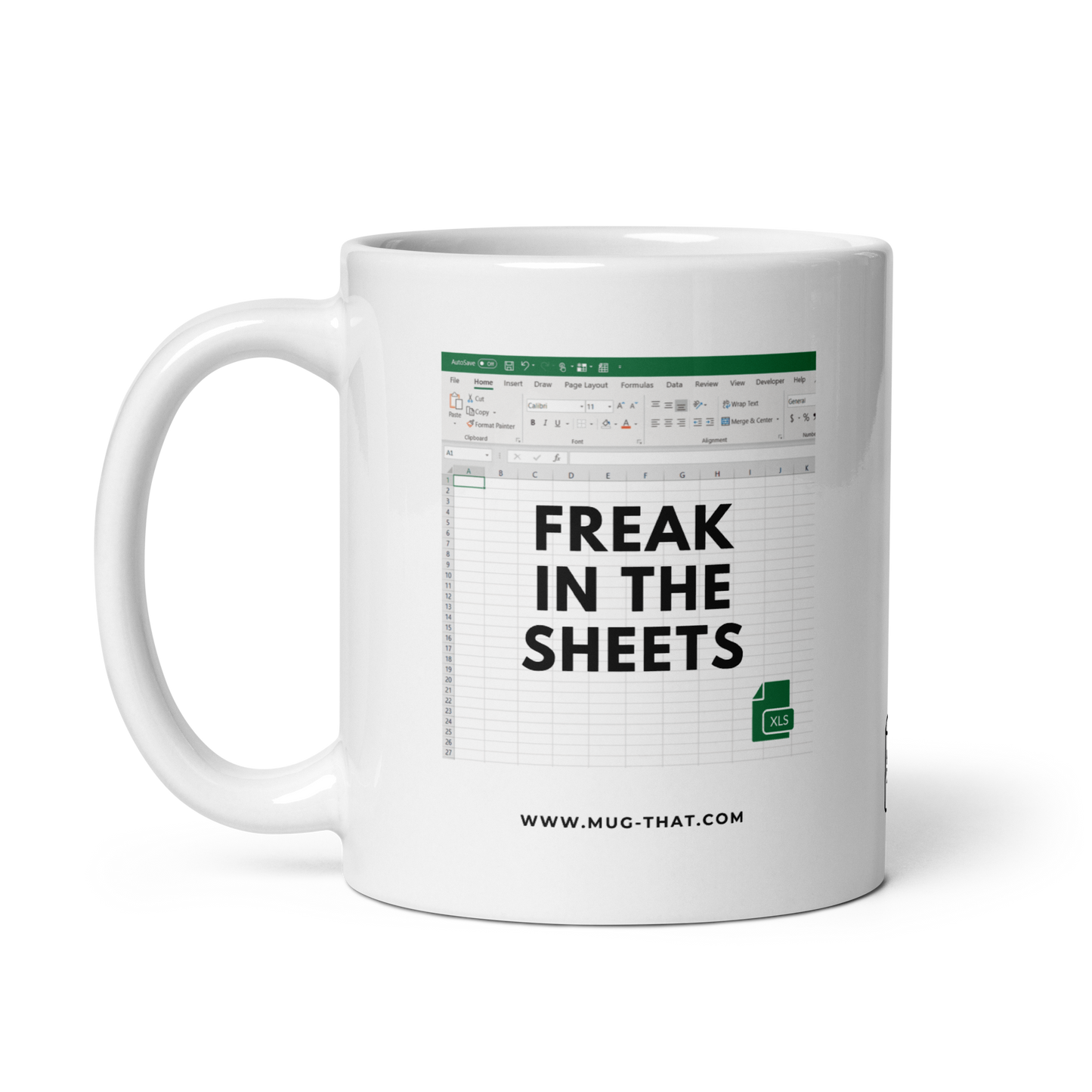 MUG THAT Coffee Mug 325ml | “FREAK IN THE SHEETS” | Funny Office Excel Mug | Humorous Offuice Gift for Collegues