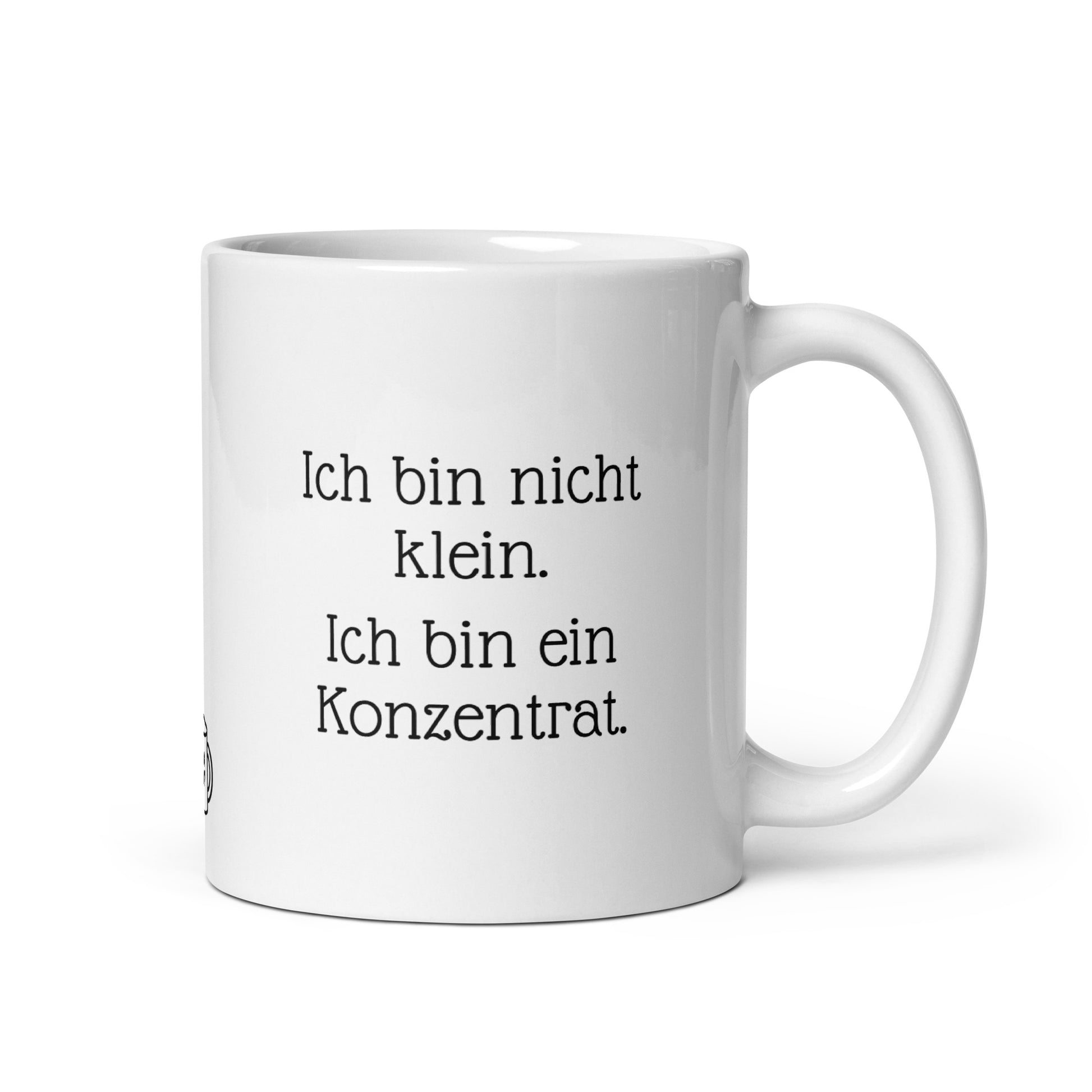 Weisse Kafee Tasse mit Konzentrat-Spruch. 325ml Coffee Cup für konzentrierte Büroarbeit