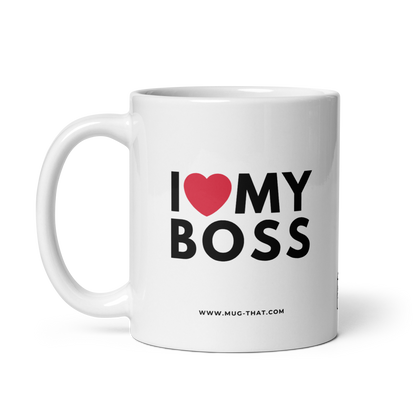 MUG THAT Coffee Mug 325ml | “I LOVE MY BOSS” | Funny Office Mug | Humorous Gift for Coworkers
