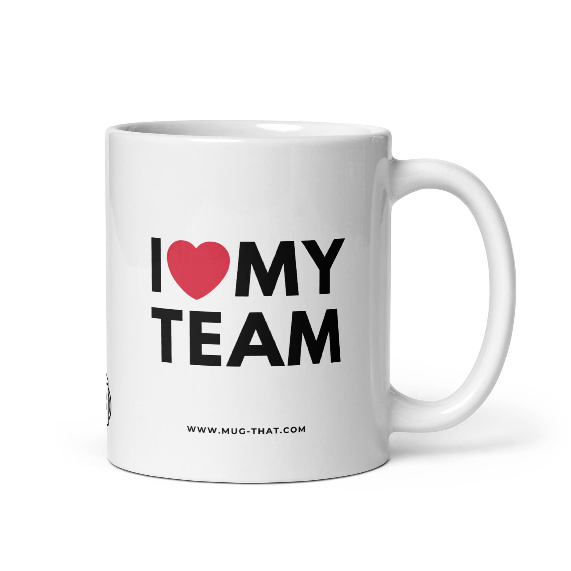 MUG THAT Kaffeetasse 325ml | „I LOVE MY TEAM“ | Lustige Spruchtasse als Bürogeschenk für Kollegen & Mitarbeiter | Spülmaschinenfest