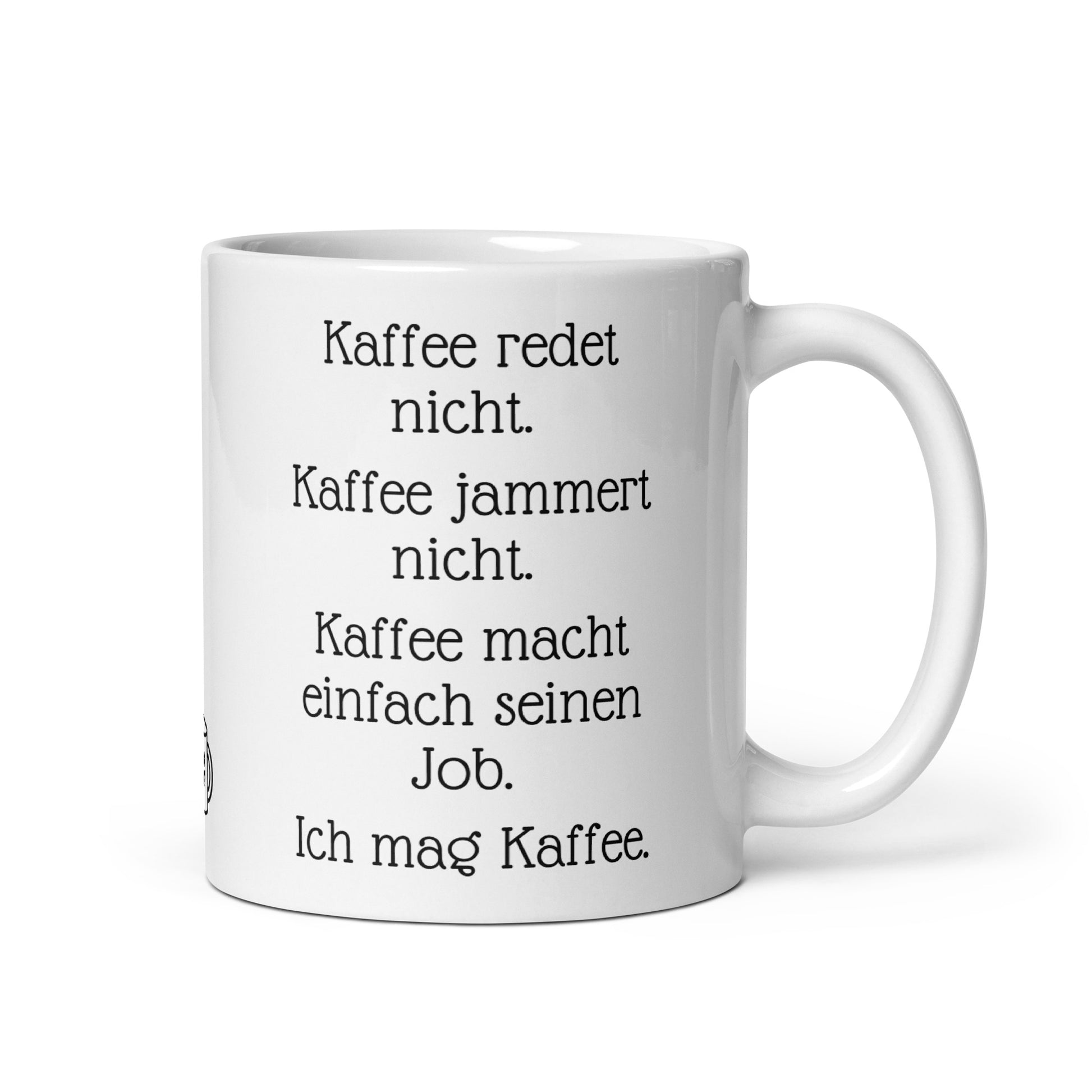 Tasse mit Spruch über Kaffee im Büro. Lustige Sprüche Tasse für Kaffeeliebhaber
