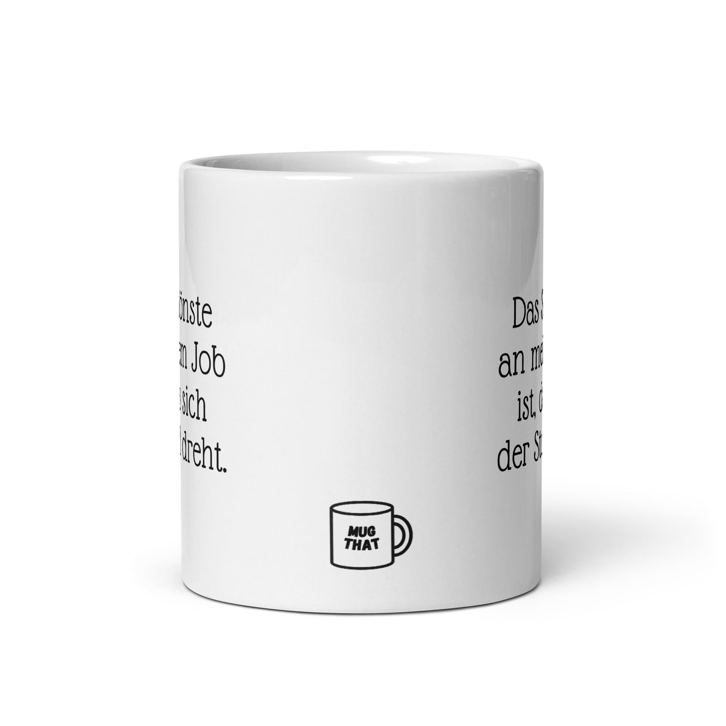 Rückansicht der lustigen Büro-Tasse, spülmaschinenfeste Keramik von MUG THAT, perfektes Geschenk